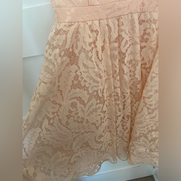 Blush Pink Lace Cocktail Dress with Tulle - Size 14 UK (Size 10 US) - Picture 6 of 7